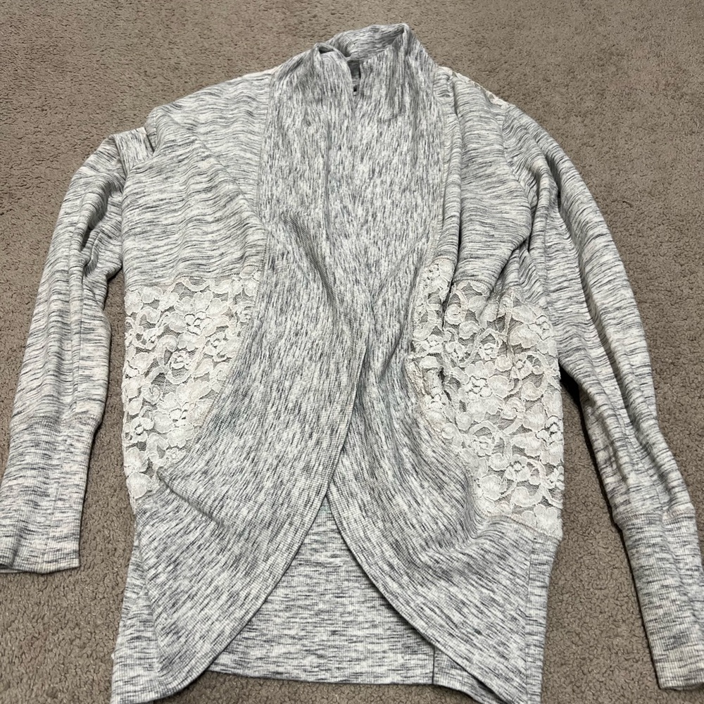 Anthropologie Gray Lace Accent Women's Cardigan